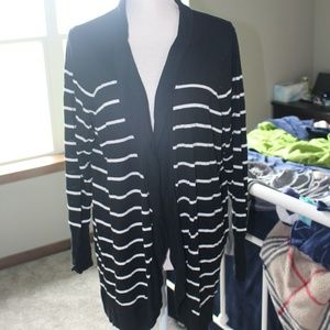 Black & White Stripe open front Cardigan